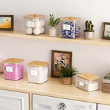 4Pcs Laundry Storage Container with Airtight Wooden Lids For Laundry Room Khaki