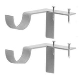 2Pcs Bracket Hang Curtain Rod Holders Single Hook Tap Right Into Window Frame Rod Silver
