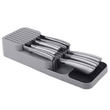 Storage Rack Knife Block Organizer Kitchen Cabinet Knives Drawer Holder Tray Gray
