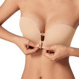 Women Push Up Bra Front Closure Wireless Seamless Convertible Nude