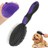2PCS Pet Grooming Brushes Deshedding Bath Brush for Dogs Cats & Horses Purple