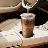 2PCS Iced Coffee Cups with Lids Ribbed Glass Coffee Bar Accessories for To Go Iced Coffee