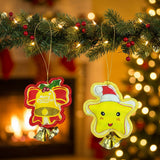6 PCS Embroidered Padded Christmas Ornaments with Metal Jingle Bells