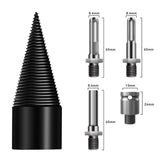 Wood Splitter Drill Bit Set Firewood Splitting Cone with 4 Extension Rods for Electric Drill