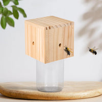 Wooden Bee Trap for Outside Hanging Wood Carpenter Bee Catcher with Removable Bottle Style 1