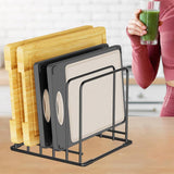 5-Slot Kitchen Organizer Rack Dish and Cutting Board Holder for Cabinet Countertop or Pantry