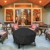 Outdoor Round Fire Pit Cover Waterproof Oxford Protector for Patio and Garden Use