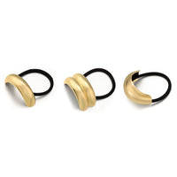 3Pcs Metal Hair Ties Stylish Geometric Design Elastic Gold Ponytail Holders