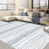 Bohemian Rug Soft Machine Washable for Bedroom Under Dining Table Home Office Blue