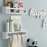 3 PCS Engineered Wood Floating Wall Mounted Book Display Shelves White