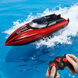 Rechargeable Remote Control Speed Boat Toy for Kids Outdoor Water Play Red