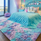 Fluffy Plush Area Rug Soft Shaggy Carpet with Non-Slip Backing Floor Mat for Bedroom Living Room Multicolor