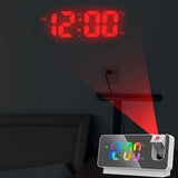 LED Digital Smart Alarm Clock with Time & Temperature Projection LCD Display White