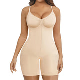 Seamless Bodysuit with Front Zipper Hook and Adjustable Straps Nude