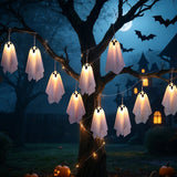 10PCS Ghost 275cm Halloween Warm White LED Hanging Light String with 8 Modes