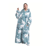 Wearable Blanket Hoodie Oversized Warm Cozy Hooded Blanket Sweatshirt with Pocket for Adults Style 1