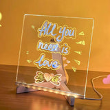 ClearLED Note Board Lighted Acrylic Dry Erase Message Board with Adjustable Stand and 7 Colorful Pens