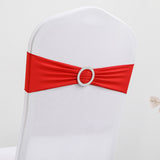 30PCS Elastic Chair Sashes Bows with Buckle Spandex Chair Bands for Weddings Parties Meetings Red