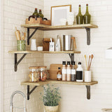 Corner Floating Shelves Wall Mounted  Set of 3 Rustic Wood Storage Display Wall Shelves for Home Decor Brown