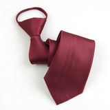 Pre-Tied Zip Necktie 8cm for Men Wedding Business Formal Red