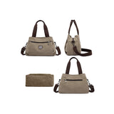 Crossbody Bag 3-Compartments Satchel Handbags Purse Messenger Shoulder Bag Khaki