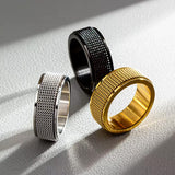 Anxiety Spinner Rings Silver Black Gold Mens Ladies Fidget Ring Rotating Titanium Steel