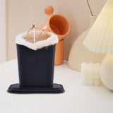 Soft Plush Lined PU Leather Eyeglasses Desk Holder Stand with Base Black