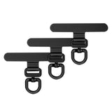 3 PCS 360 Degrees Rotating Stainless Steel Phone Tether Tab for most Phone Cases Black