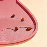 Non Slip Pet Feeding Mat Thick Silicone with Raised Edge Spill Guard Pink