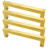 4PCS 12mm Square Stainless Steel Kitchen Cabinet and Door Handle Gold