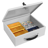 Fireproof Document Box with Key Lock Secure Lock Boxes for Documents Jewelry Cash White
