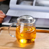 Glass Tea Cup with Infuser and Lid for Loose Leaf Tea Blooming Tea Small