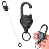 4 Pack Retractable Keychain Carabiner Automatic Badge Reel with 60cm Steel Cable for Keys Flashlights Small Tools