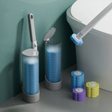 Toilet Brush Set with 18Pcs Replacement Sponge Heads for Toilet Sink Washbasin Grey
