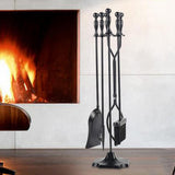 5 PCS Iron Fireplace Set Utility Tool Set For Indoor And Outdoor Use