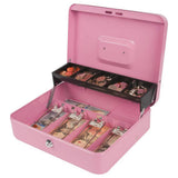 Locking Cash Box with Lock Money Box with Cash Tray Secure Box Pink