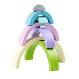Wooden Rainbow Stacker Nesting Puzzle Blocks Jigsaw Montessori Toys Light Green