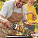 Stainless Steel Rolling Grilling Basket Set BBQ Grill Mesh Camping Barbecue Rack