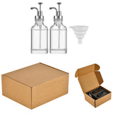 2 PCS 500ml Square Glass Syrup Soap Dispenser Bottles with Funnel Silver