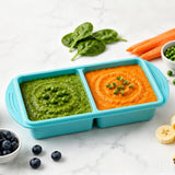 3PCS Silicone Freezer Trays with Lid For Meal Prep&Freezing Soup Stews Lake Blue