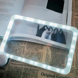 Foldable 5X Magnifying LED Glass for Reading Large Rectangular Magnifier with 3 Light Modes