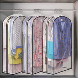 3Pcs Set Transparent Garment Bags Dustproof Hanging Suit Bags for Closet Storage
