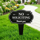 No Soliciting Garden Stake 43x40cm Metal Yard Lawn Decorative Sign