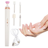 Portable Nail Drill Pen USB Electric File with 5 Grinding Heads White