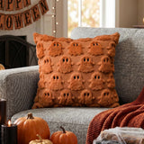 Halloween Ghost Decorative Pillow Cover Cute with Zipper for Home Office Orange