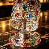 270ml Spinning Whiskey Tumbler Hand Painted Glass for Home Bar Style 1