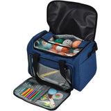 Yarn Storage Bag Wool Tote with Hooks Needles & Accessories Organizer Blue