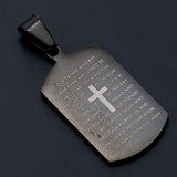 Stainless Steel Military Tag Necklace Bible Cross Pendant Black