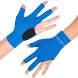 1 Pair Three Fingers Billiard Gloves For  Snooker Cue Blue