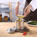1.8L Stainless Steel Oil Filter Pot Bacon Grease Filter Can Oil Storage Container with Strainer Mesh Dust-proof Lid